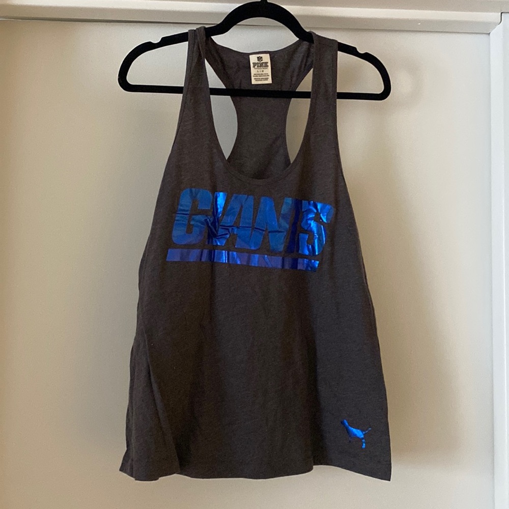 Dark grey VS Pink New York Giants racer back tank top.
